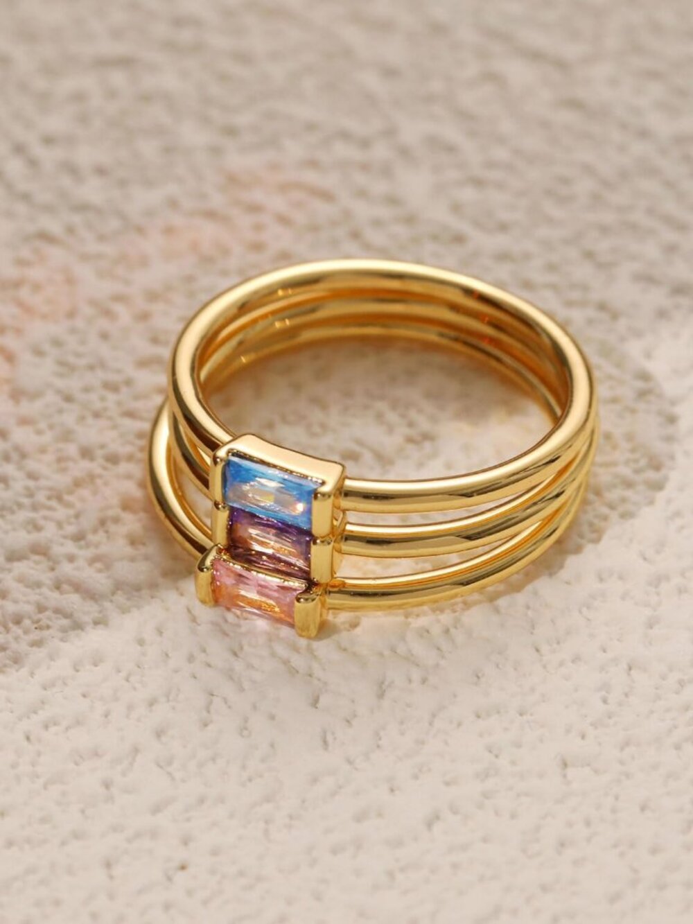 Birthstone Rings for Women Non Tarnish Gold Stackable Rings Dainty 14K Gold/Silv - Picture 7 of 7